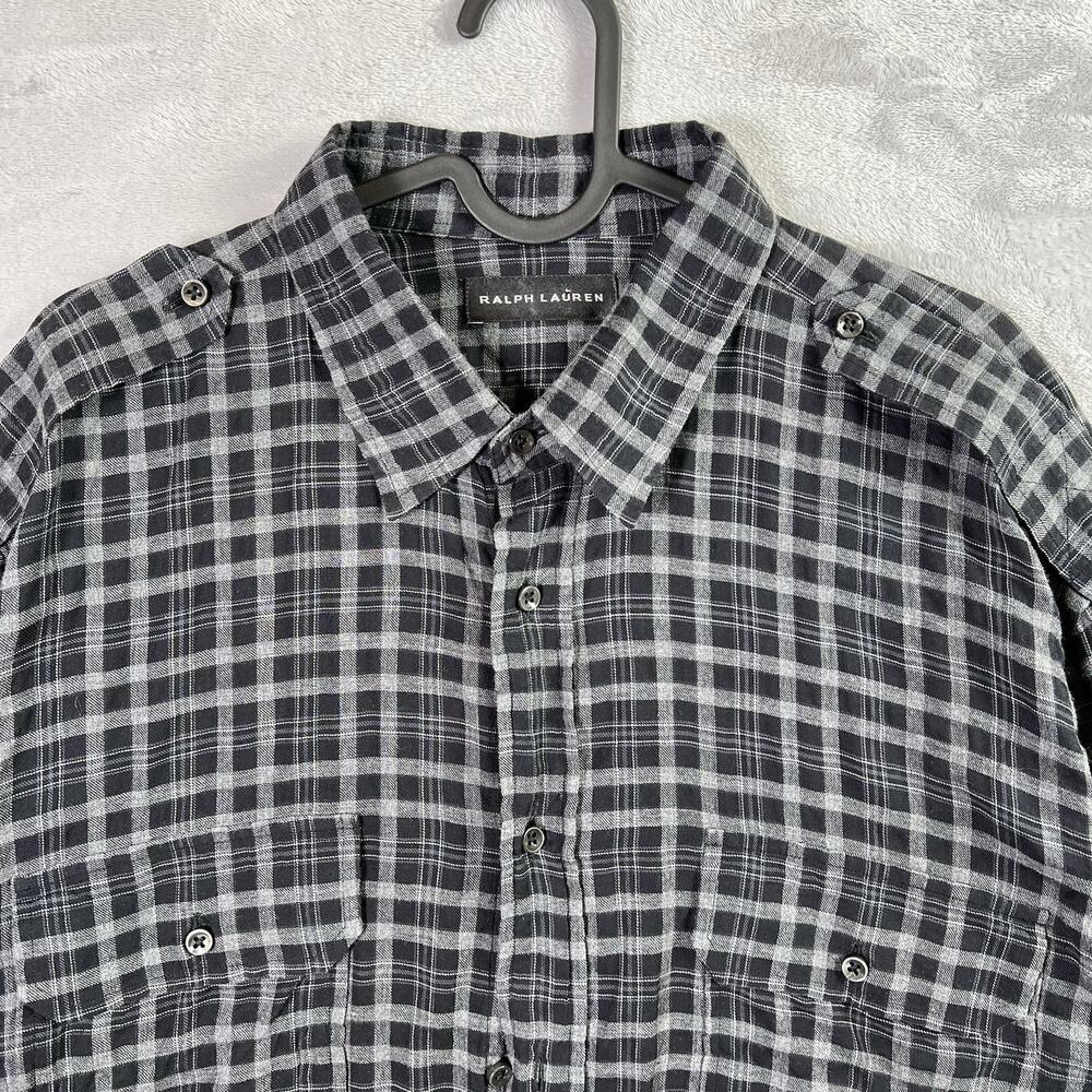 Ralph Lauren Men's Dress SHirt Black Plaid Size XL Lightweight Business Casual - Picture 2 of 15